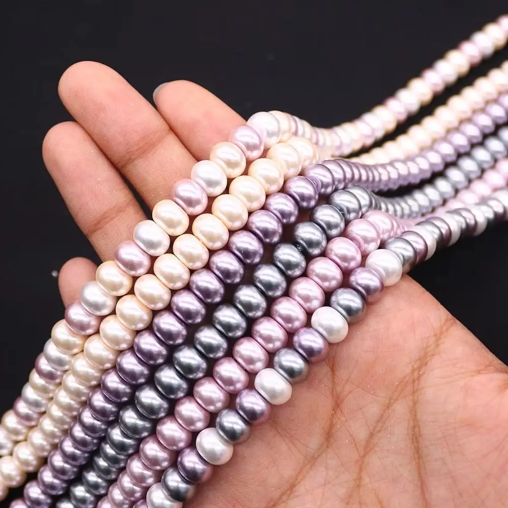 

6x8mm Colored Glass Imitation Pearl Abacus Beads Colored Dyed Artificial Pearls Straight Hole Beads Handmade Jewelry Accessory