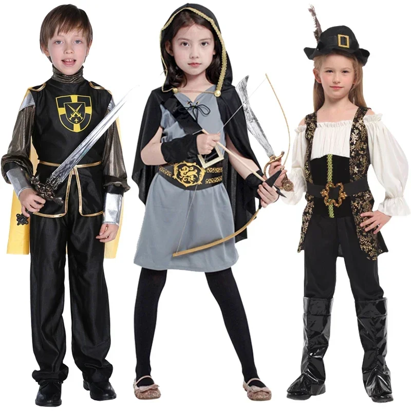 Purim costumi per la giornata dei bambini per bambini bambini ragazzi Black Masked Knight Hero Zorro Costume Cosplay Dress Up