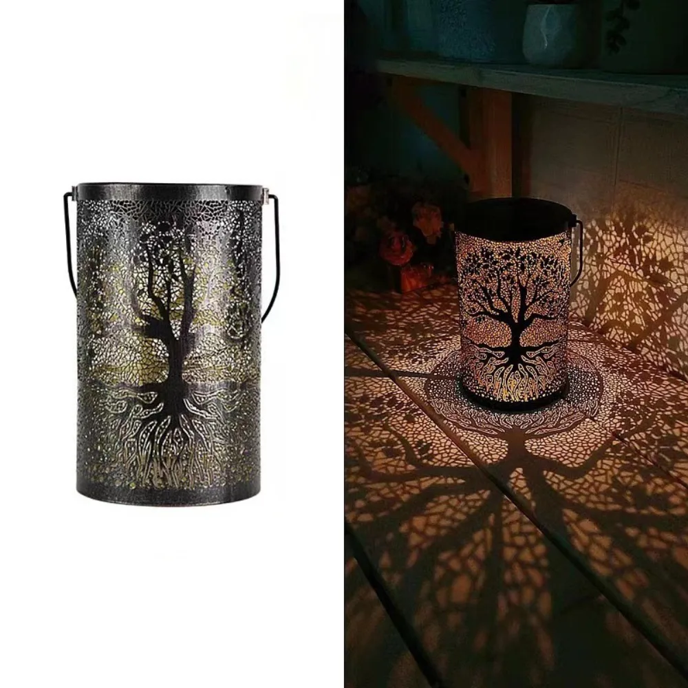 

LED Big Tree Solar Light Hanging Cute Solar Outdoor Fence Lights Waterproof Metal Outdoor Sidewalk Light Courtyard