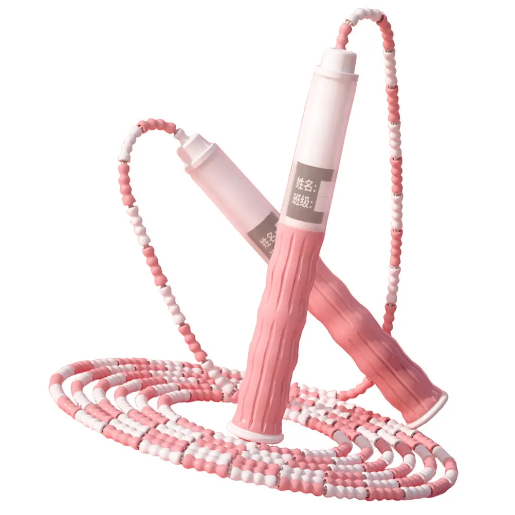 

Bamboo Beaded Jump Ropes Kids Skipping Rope 1.75m Height Pink Color Anti Tangle Durable Fitness Exercise Gym Workout Student