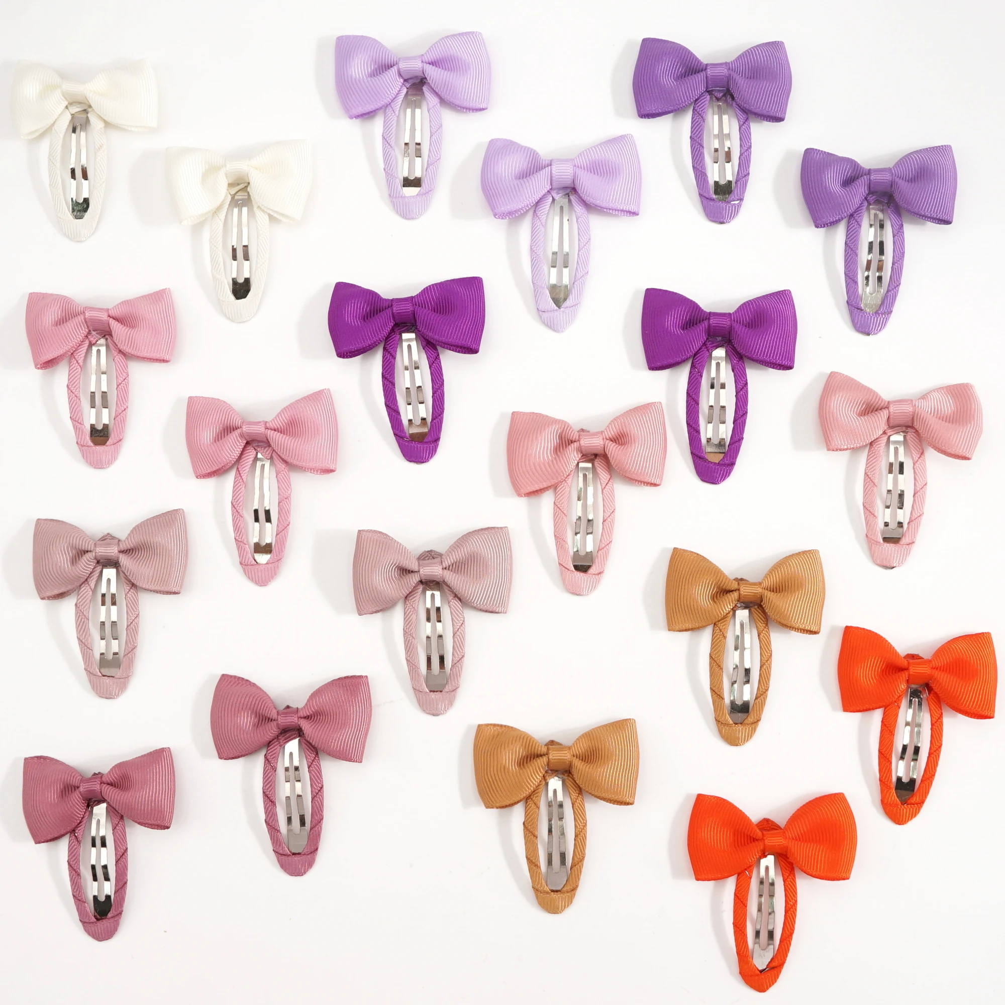 20pcs Snap Hair Clips with Bows Boutique Grosgrain Ribbon 2 Inch Hair Bows No Slip Hair Barrettes for Infant Toddlers Baby Girls