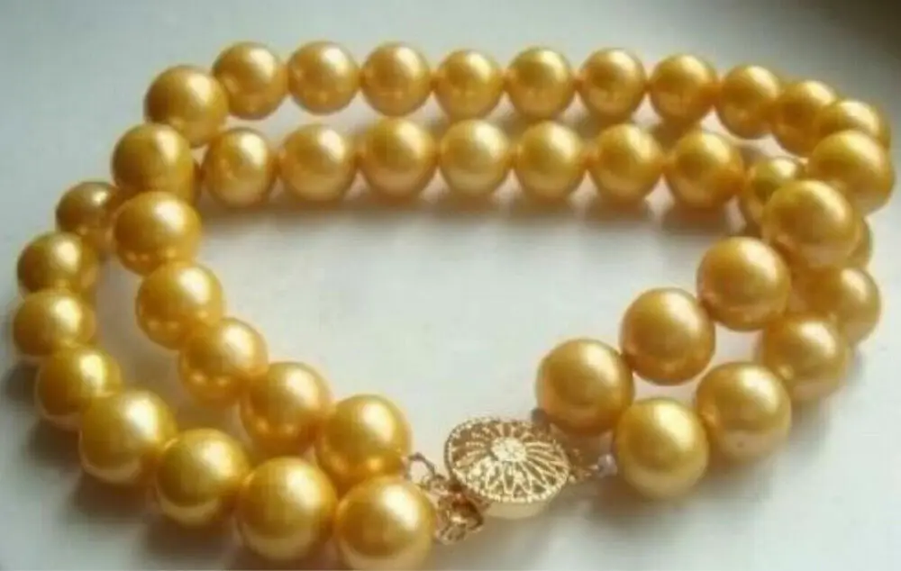 

2 ROW HUGE AAA 9-10MM SOUTH SEA GOLD PEARL BRACELET 7.5-8"