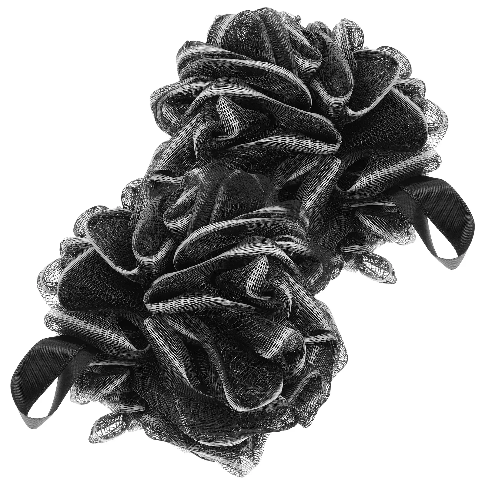 

2 Pcs Black Bath Ball Super Soft Large Mesh Shower Ball for Kids Bathing Long Handle Body Cleansing Foam Exfoliating Spa