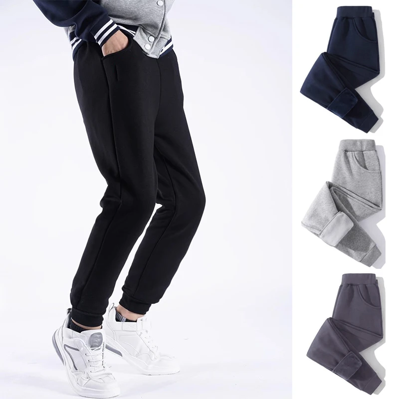 1 stücke Herbst Winter Kinder Thermische Hose Mädchen Jungen Sport Hosen Jugendliche Fleece-Gefüttert Casual Hosen Kinder Fleece Pantsskirts