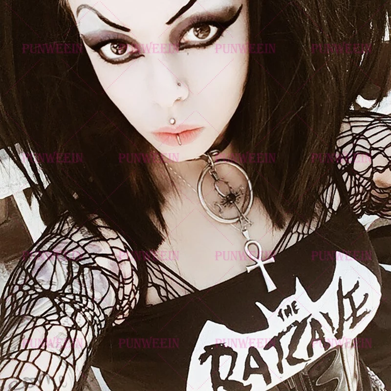 rock black crop tank top gothic deathrock punk Streetwear Harajuku Graphic T-Shirt Hipster Vintage Clothing sexy Y2K club Tops