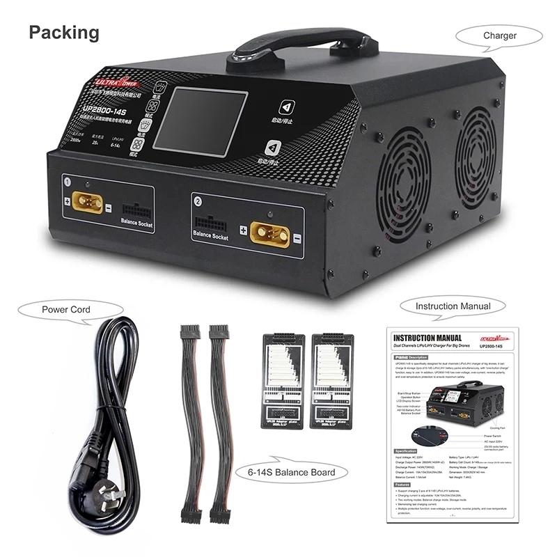 Ultra Power 2800W UP2800 AC 220V 6S-14S Lipo/LiHV/Intelligent Battery Balance Charger for UAV Drone