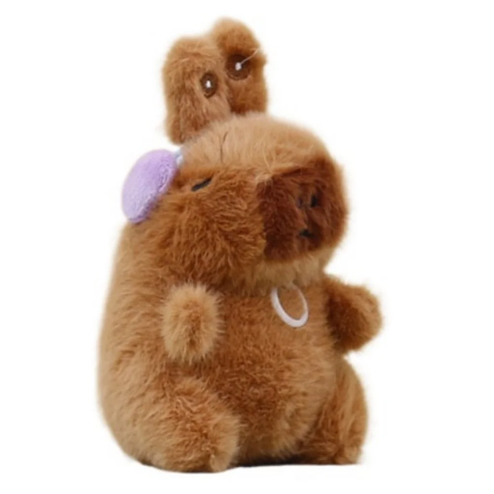 Capybara drôle en peluche pendentif oreilles de lapin mobiles marron Capybara en peluche porte-clés ailes douces Capybara peluche poupée sac suspendu