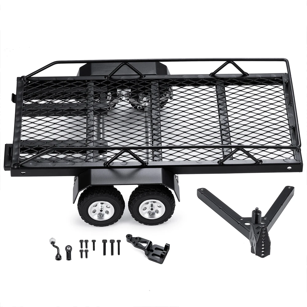 YEAHRUN Simulation Metal Trailer Hopper Frame with Wheels for Axial SCX24 1/24 TRX-4M 1/18 RC Crawler Car Upgrade Parts