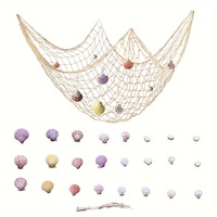 Authentic Nautical White Fishing Net with Seashells Coastal Charm Decor for Home Office Parties Versatile Fishnet Accent
