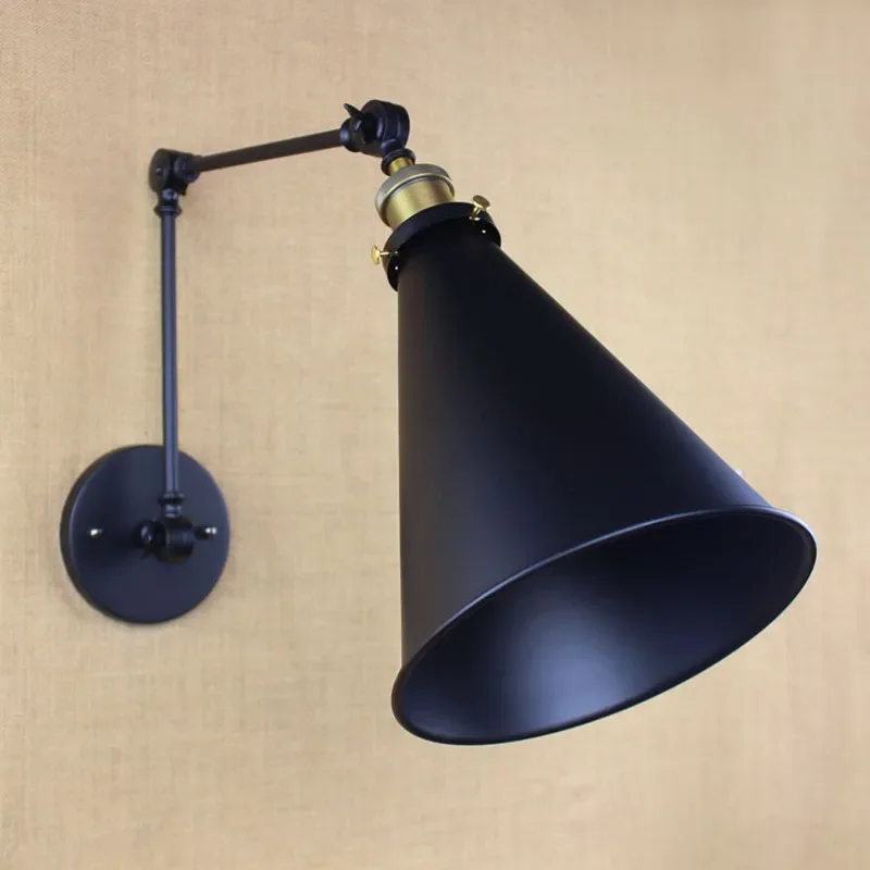 

classical design antique black retro adjust head swing arm wall lamps lights sconce for bedside bedroom wall Lights