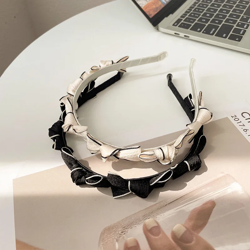 

2022 New Style Small Fragrance Bow Thin Hair Hoop Hairpin Female Sen Headband Wild Go Out Niche Temperament Headdress Korea