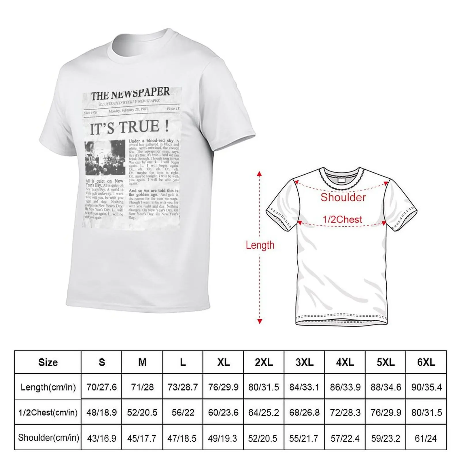 u2 new years day newspaper T-Shirt man clothes Personalized t-shirt mens t shirts casual stylish