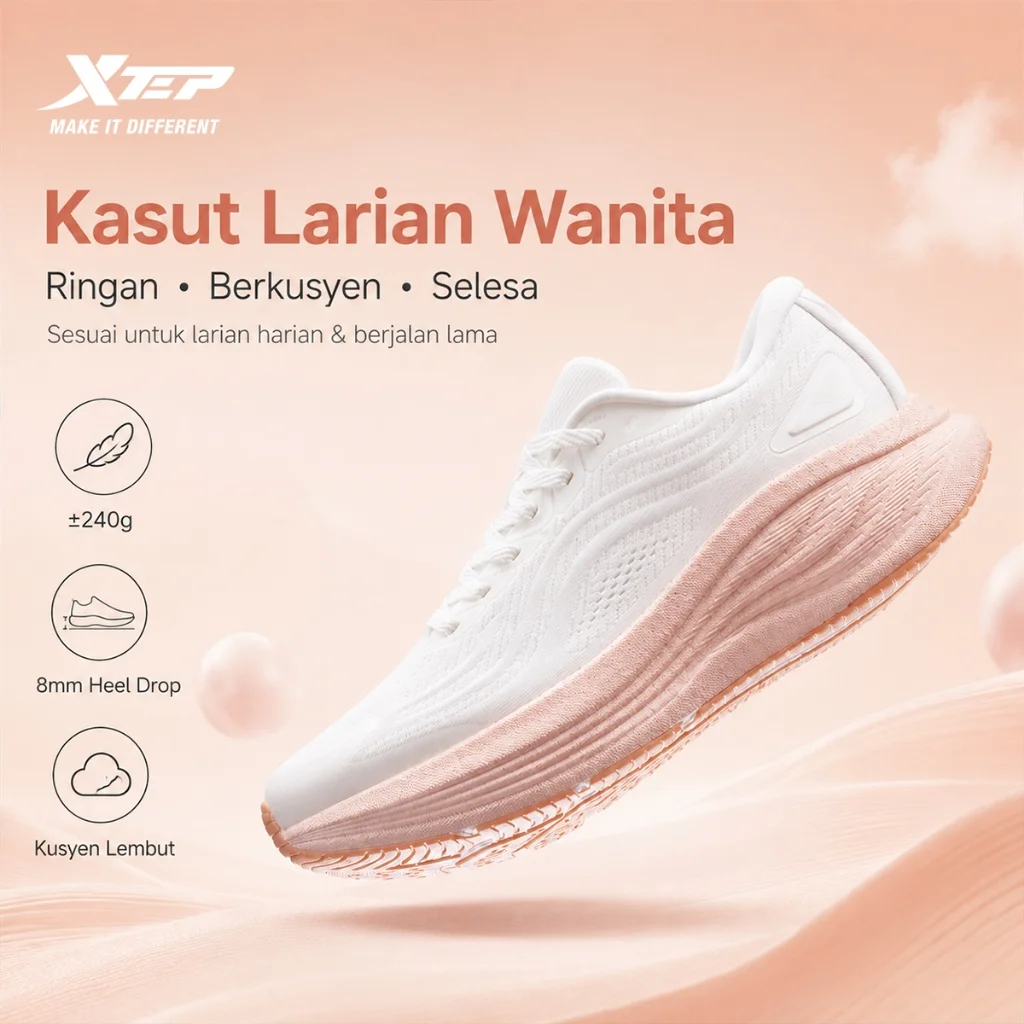 Xtep Light Boat Women's Ultra-Lightweight Cushioning Anti-Slip Stability Leisure Shock Absorption  Running Shoes 874218110062