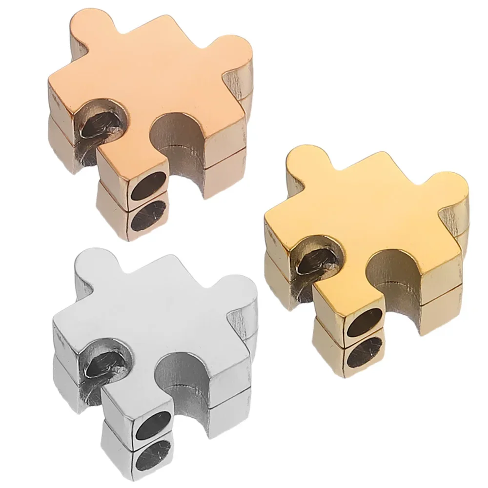 5 adet/grup delik 2mm paslanmaz çelik gül altın kaplama çocuk bulmaca Spacer boncuk oya Diy takı yapımı için bilezikler bel