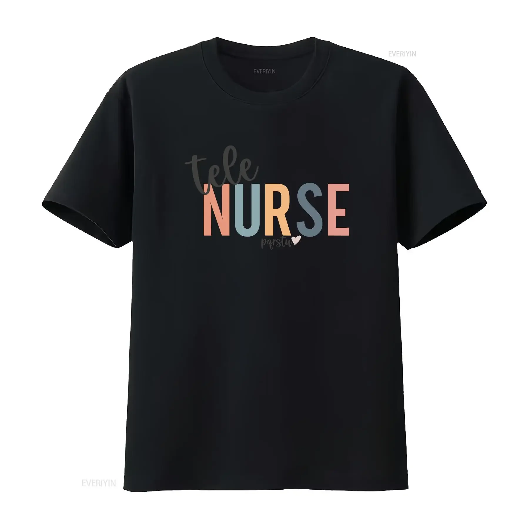 PQRSTU Tele Nurse T Shirt Telemetry Cardiac CVICU Student Nursing School Grad Rainbow Font RN gift vintage Washed Stylish
