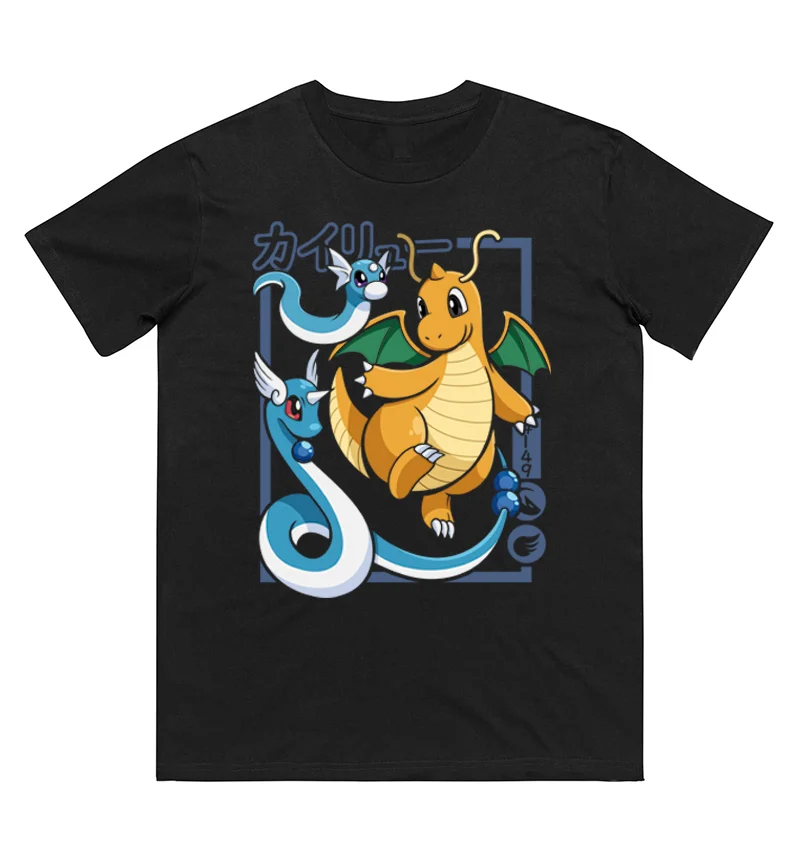 Pokémon Dratini Evolution Printed Pure Cotton T-shirt for Men and Women Spring/Summer New Collection Fashion Short Sleeved Shirt