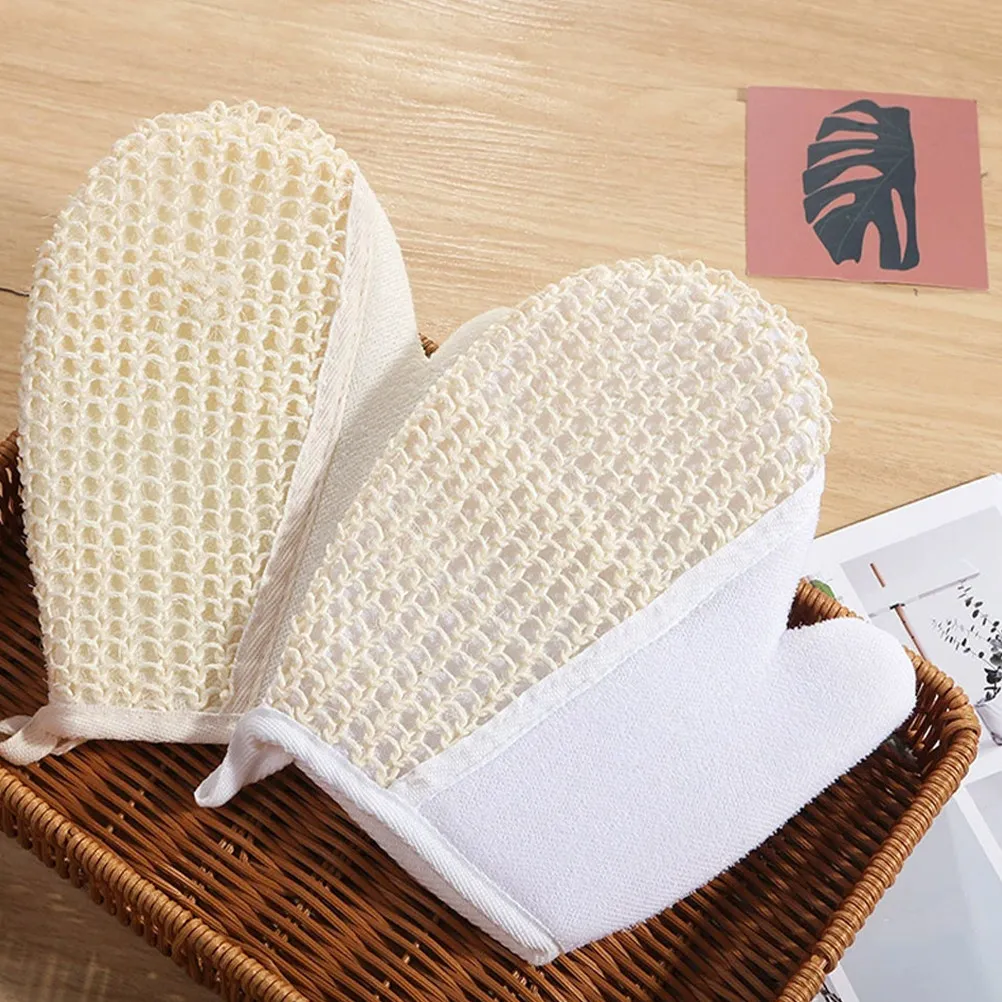 

2Pcs Sisal Bath Gloves Flat Mouth Exfoliating Mitt for Body Scrub Shower Spa Pool Cleaning Loofah Body Scrub for Kids