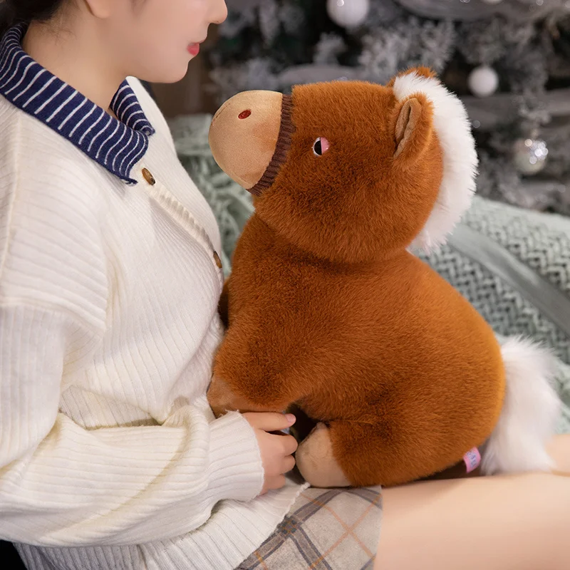 25 ~ 45 cm kleine pony knuffel paard kussen gevuld fuzzy bruin roze wit kawaii dier kussen woondecoratie cadeau