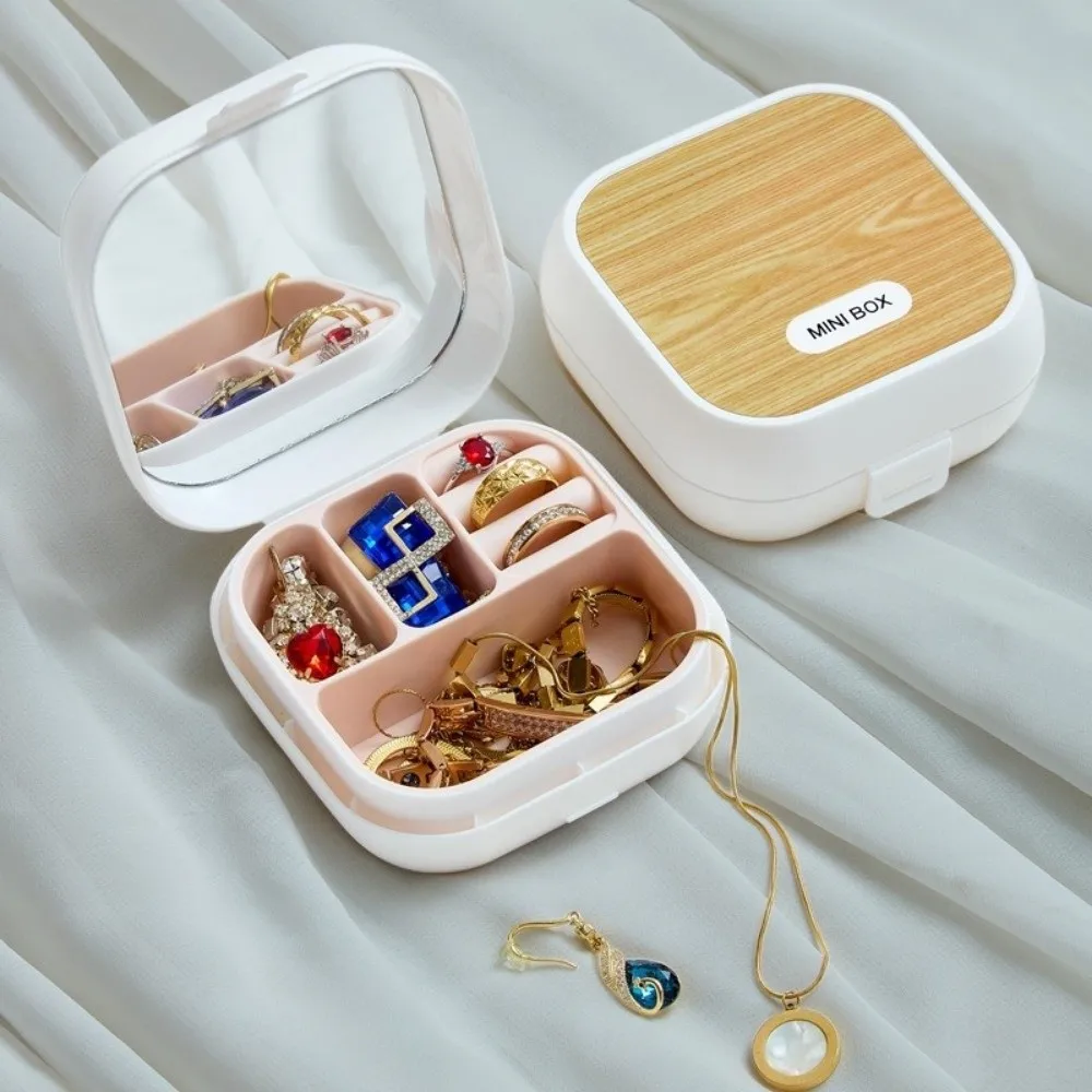 Portable Jewelry Box with Compartment Container Square Storage Box Plastic Large Capacity Small Desktop Organizer Makeup