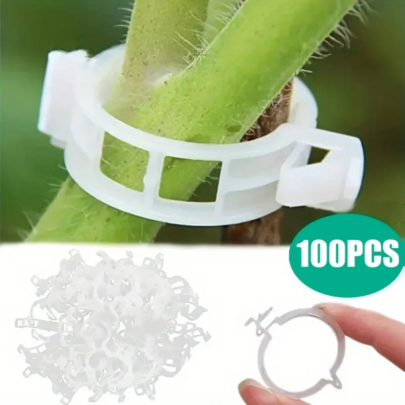 

100 Plastic Plant Clips, Reusable Support Connectors, Protect Grafted Plants, Fix Vegetables and Tomatoes, Gardening Supplies