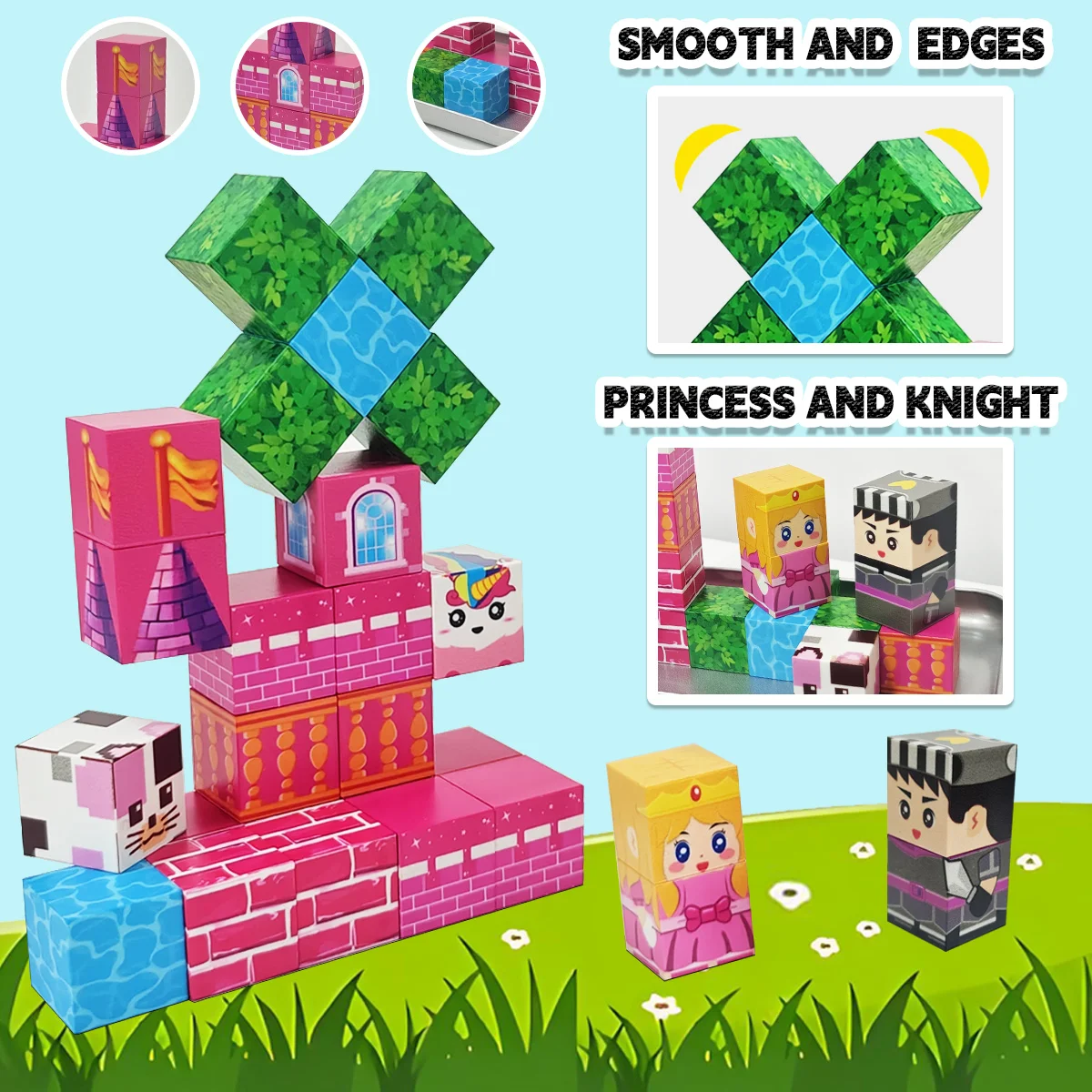 27pcs Iron Box Magnetic Block Set,Magnetic Tiles,Children's Puzzle Building Blocks Toy,Preschool Educational Building blocks Set