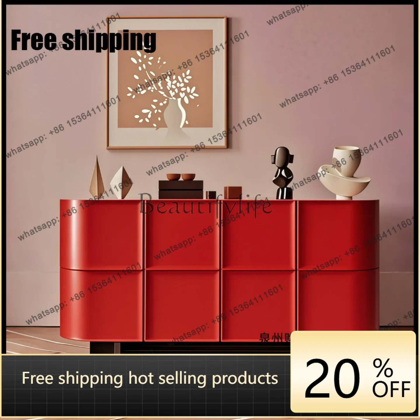 Original Italian minimalist paint dining side cabinet living room against the wall storage porch storage decorative cabinetFacto