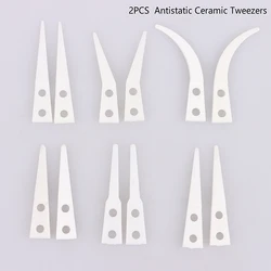 2pcs Insulated Straight Curved Tip Anti-static Ceramic Tweezers Electronic Industrial Ceramic Tweezers For Industry