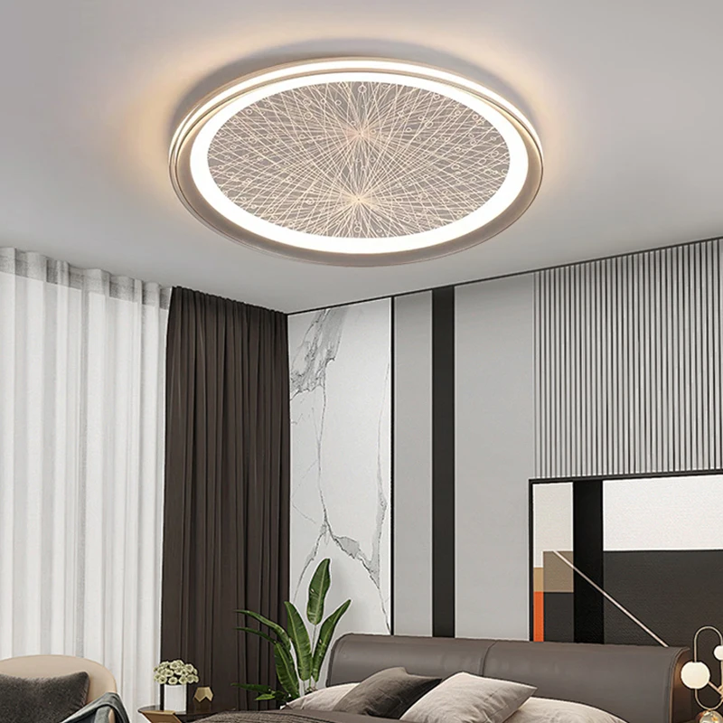 

Silver Led Ceiling Lights Bedroom Lamp Modern Lamp Lighting Creative Round For Living Room Hotel Room Indoor Lighting Fixtures