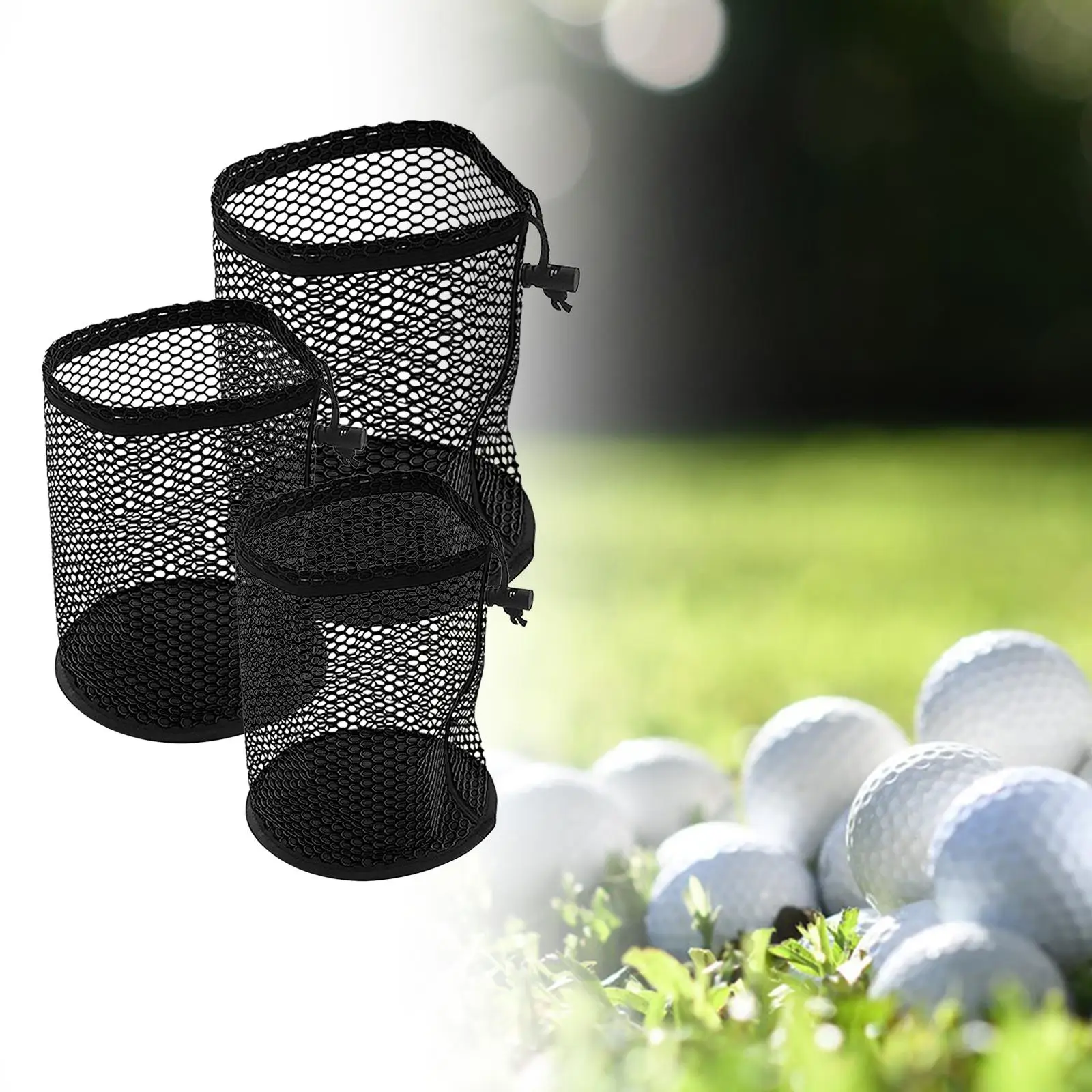 Golf Ball Holder Bag Polyester Mesh Drawstring Container Golf Accessory for Outdoor Travel and Gym Activities
