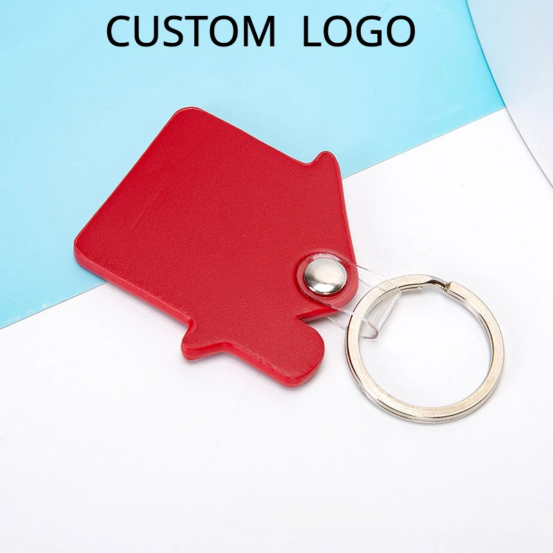 

Customized LOGO PU Leather House Keychain for Men and Women Car Key Chain Ring Laser Engrave Personalized Blank Keyring Gift