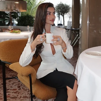 Solid Color Lace Patchwork Stand Collar Blazer Long Sleeve Single Breasted 2026 Spring Women Jacket Trendy Chic Lady Suit Coats 3