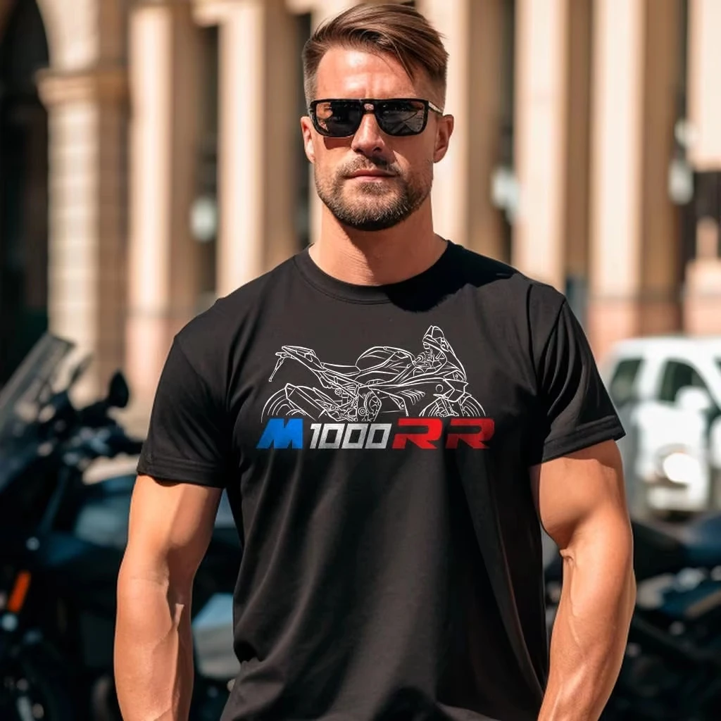 

M1000RR Locomotive Style Art Letter Printing T-shirt for Men and Women Couples Summer New Lazy Style Retro Short Sleeves