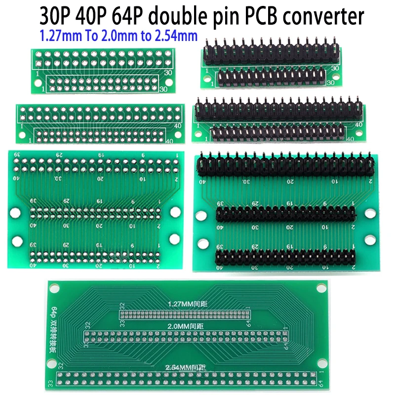 

1Pcs 20 Pin 30 Pin Single/double Row PCB Adapter Board 1.27/2.0/2.54mm Spacing PCB Test Board 1.27 To 2.0mm To 2.54mm Converter
