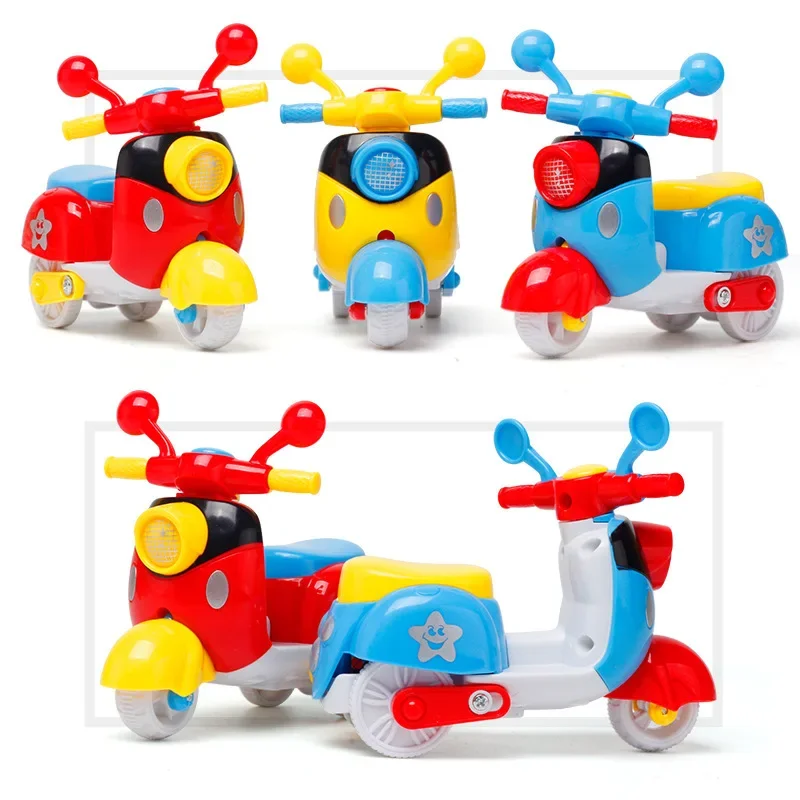 1 stks willekeurige kleur creatieve traagheid trek motorfiets auto speelgoed plastic cartoon miniatuur motorfiets speelgoedauto