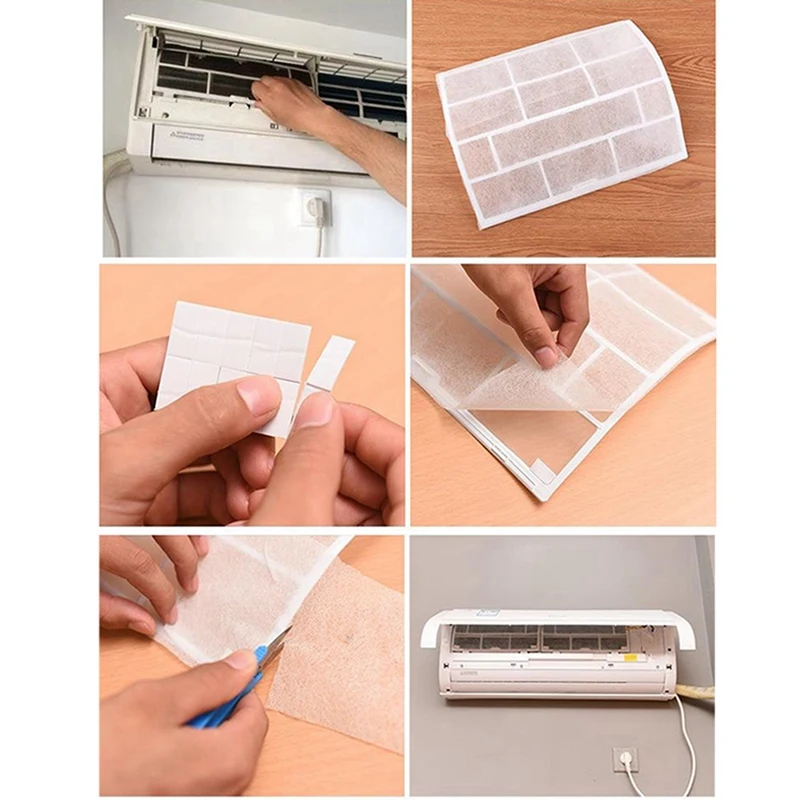 36Pcs Air Conditioning Filters Wind Outlet Cover Self-Adhesion Cuttable Air Conditioner Purifying Cotton Net 40X35cm