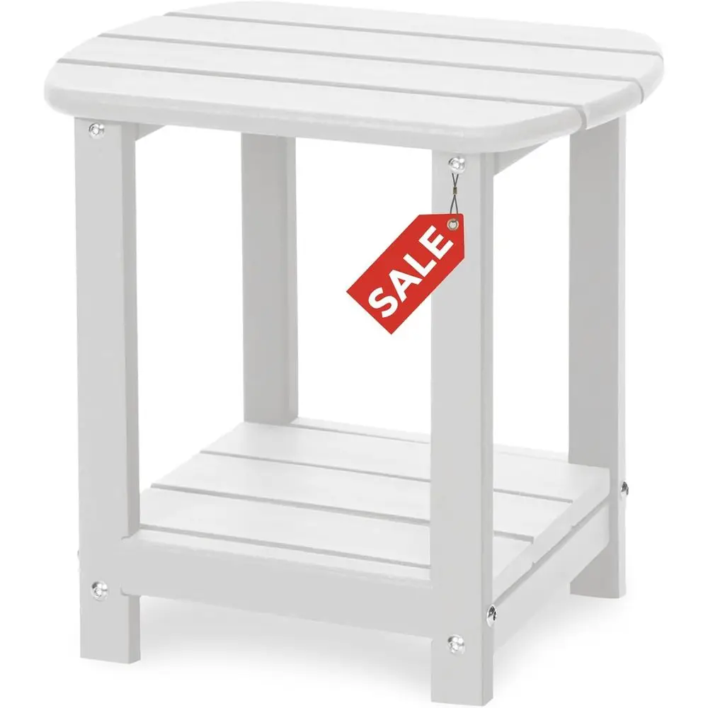 

Adirondack Square Outdoor Side Table,2-Tier Storage Patio Side Table, HDPE End Tables or Backyard Pool Porch Garden Lawn