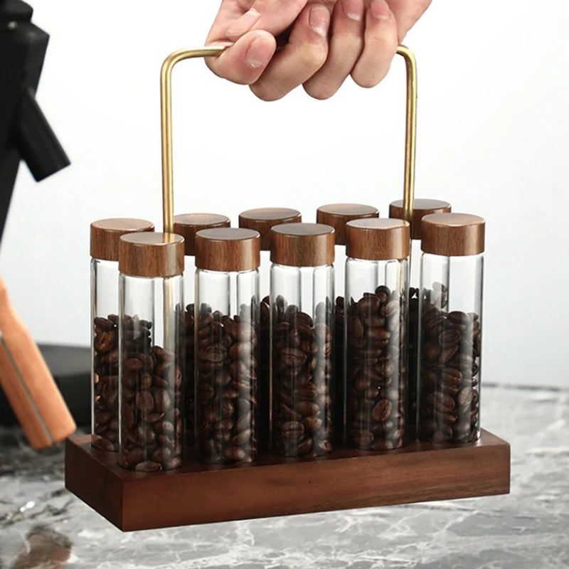 Glass Test Tube Display Stand Barista Tools Single Tube Storage Coffee Bean Dispensing Bottle Coffee Sealed Jar Beans