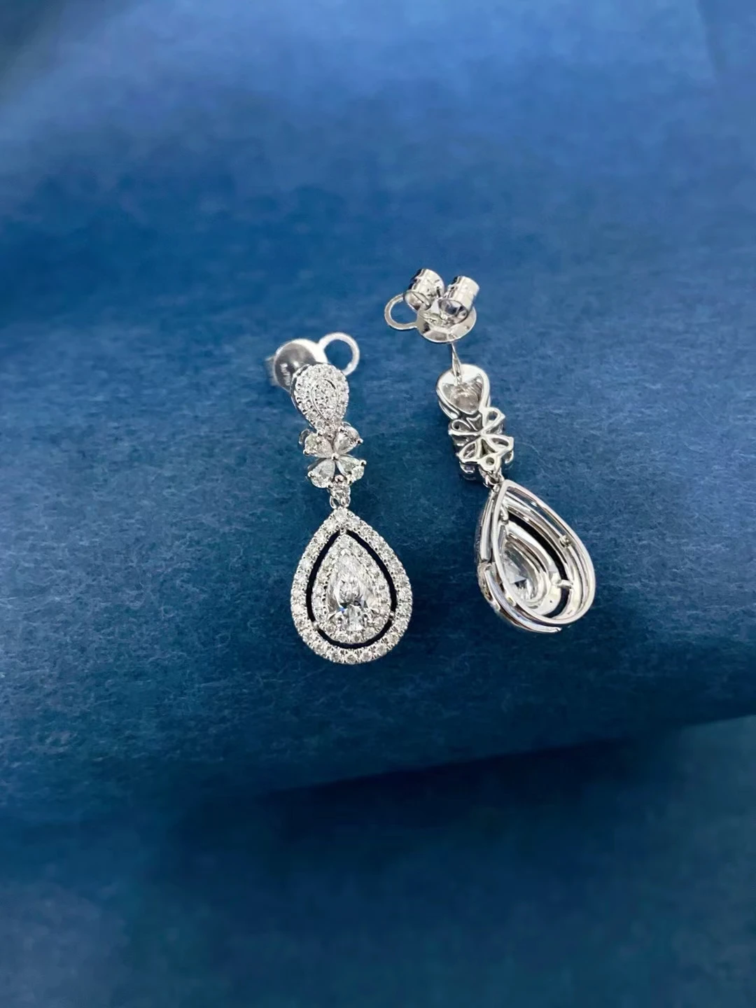 14K Gold Laboratory-Grown Diamond Teardrop Earrings, 0.5 CT Diamond Stud Earrings, IGI CVD HPHT Platinum Earrings and Ear Backs
