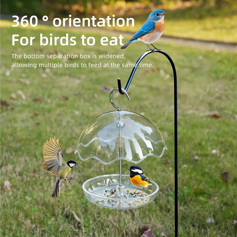 

Transparent Plastic Bird Feeder Large Capacity Weatherproof Outdoor Hanging Feeder for Wild Birds