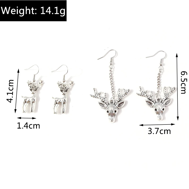 2 Paar/Set Modische Metall-Weihnachts-Milu-Hirsch-Ohrhänger für Frauen und Mädchen, Party- und Festivalschmuck, Geschenke – Detail 3