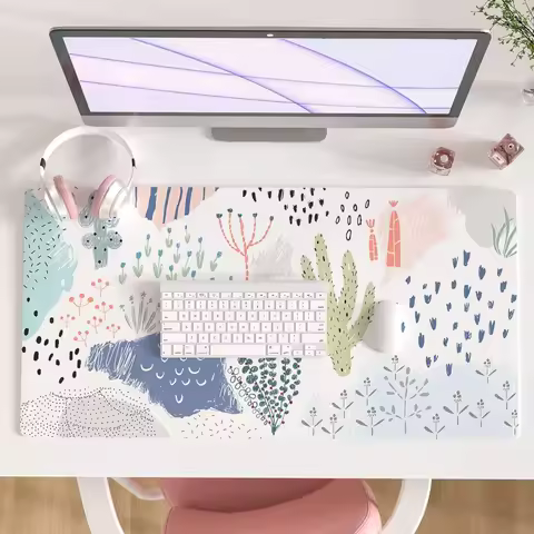 Large Mouse Pad, Pink Floral Desk Mat for Desktop Girls Gaming Mousepad Computer PC Laptop Writing Pads for School Office Home