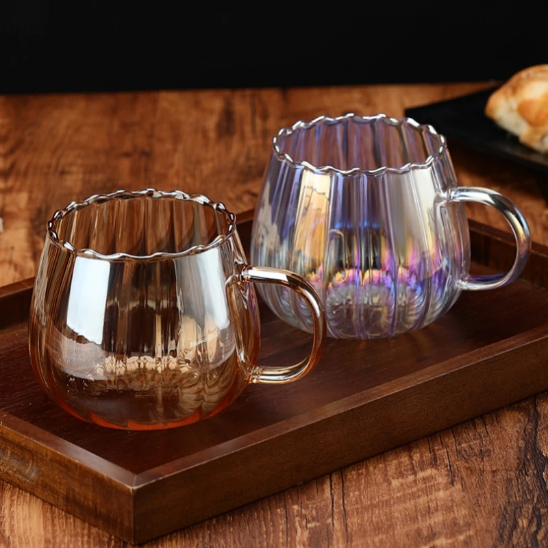 400 ml Kürbisförmige Glasbecher aus Borosilikatglas für Kaffee, Tee, Getränke, Dessert, Frühstück, Gläser für Saft, Milch, Tee, Trinkgeschirr