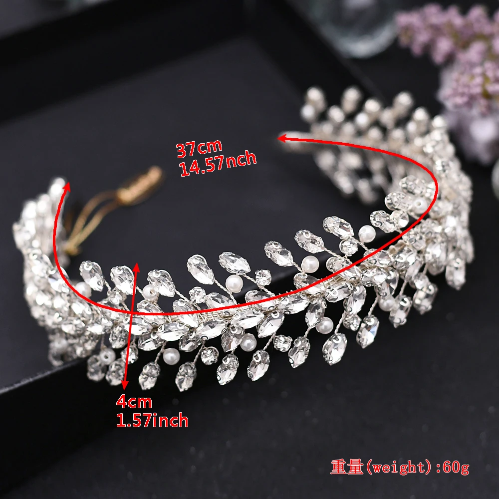 Pearl Hair Bands Women Hair Jewelry Rhinestone Headbands Women Tiara Wedding Headpieces for Bride Headband