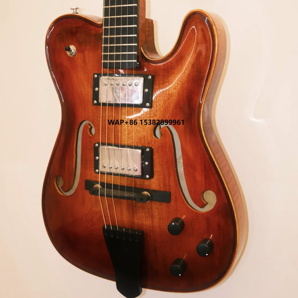 

Yunzhi Archtop Violin for Customizable Electric Guitar Maple Top Ebony Fingerboard Spruce Hollow Body for H/S Pickup