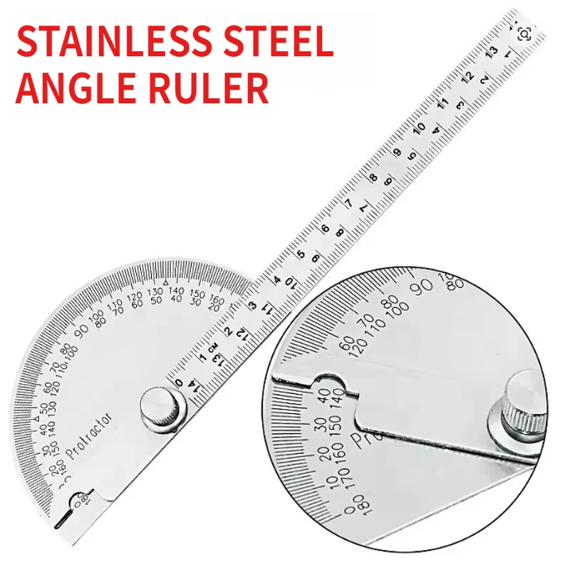 

180 Degree Protractor Metal Angle Finder Goniometer Angle Ruler Stainless Steel Woodworking Tools Rotary Measuring Ruler