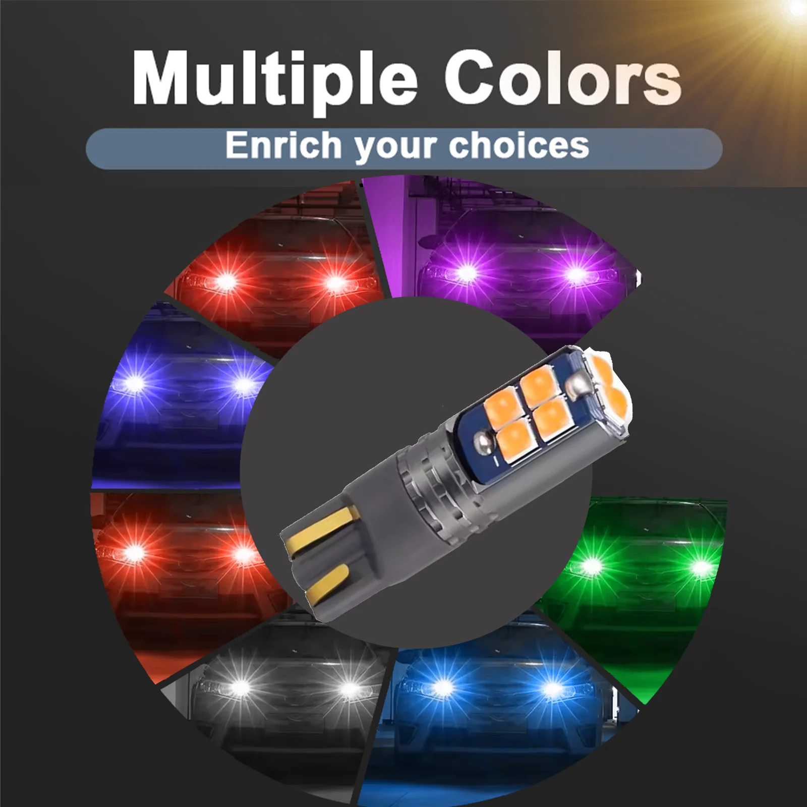 50PCS T10 LED W5W LED Car Bulbs 3030 10SMD W5W Led Canbus 194 168 Car Interior Reading Lamp Wedge Clearance Light 12V