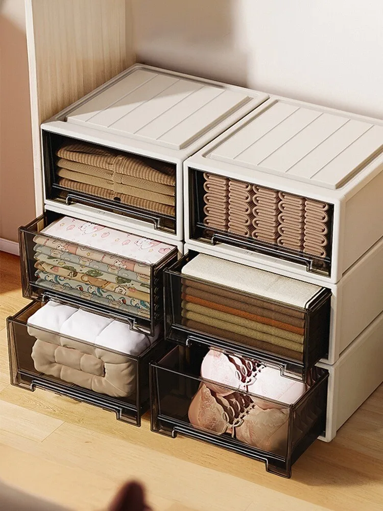 

Утолщенный прозрачный контейнер для хранения Thiened: органайзер для одежды в шкафу, коробка для игрушек, универсальный бытовой контейнер