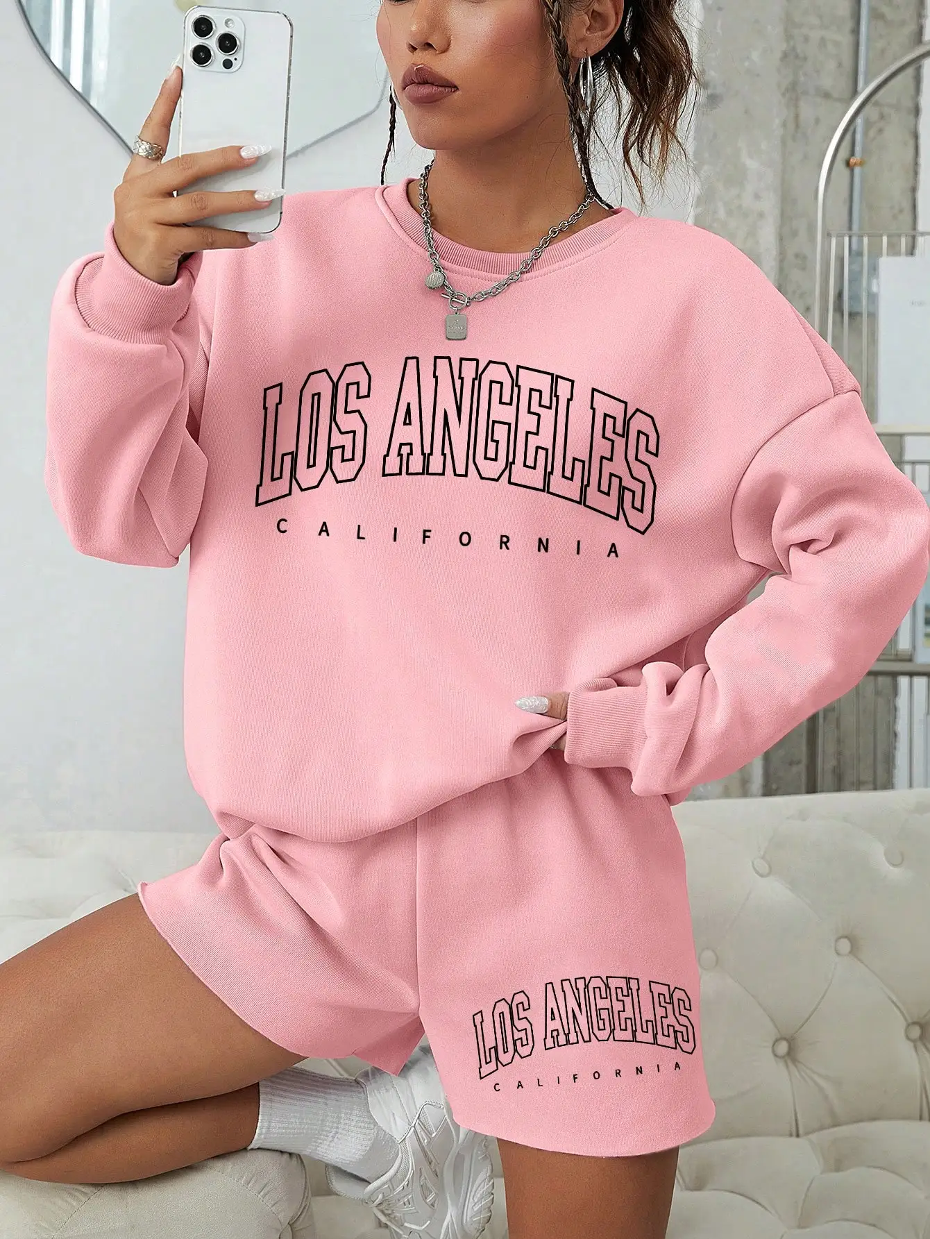 California West Coast Print Female Sweatshirts Long Sleeves O-neck Pullovers Korean Trend Woman hoodie Sporty and Rich Clothing