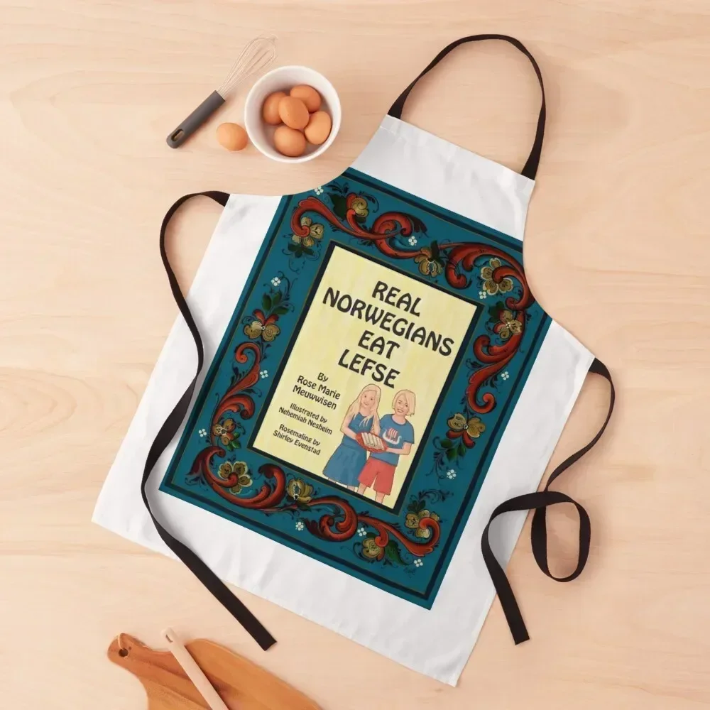 

Real Norwegians Eat Lefse Apron with pockets Kitchens For Men man chef uniform Women's Kitchen Apron