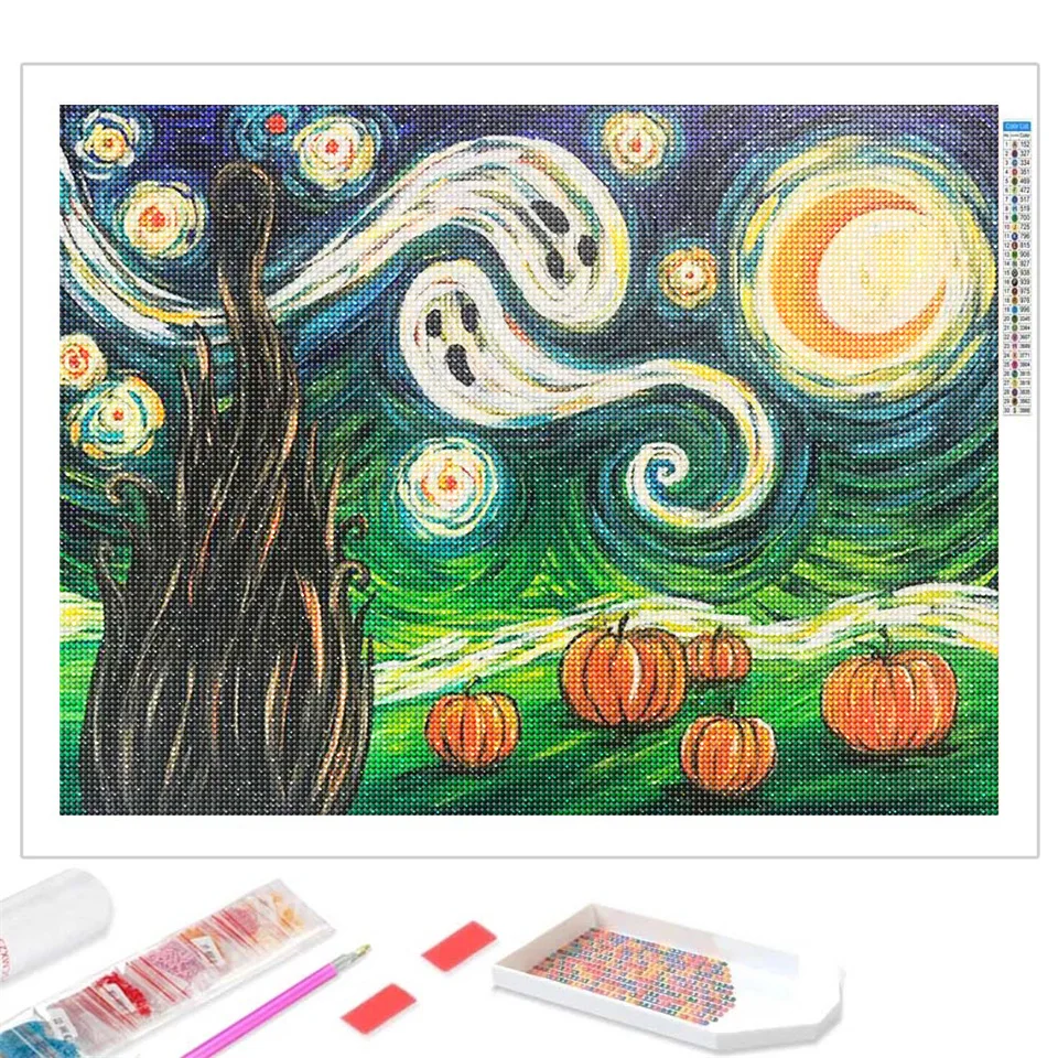 Halloween Diamond Painting Kit Haunted House Landscape 5D AB Drill Embroidery Full Cross Stitch Ktis Holiday Home Decor Art